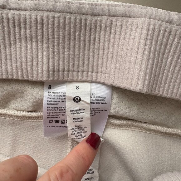 Lululemon Brushed Softstreme Ribbed Zip Flared Pant 32.5" Bone Size 8 - Picture 10 of 11